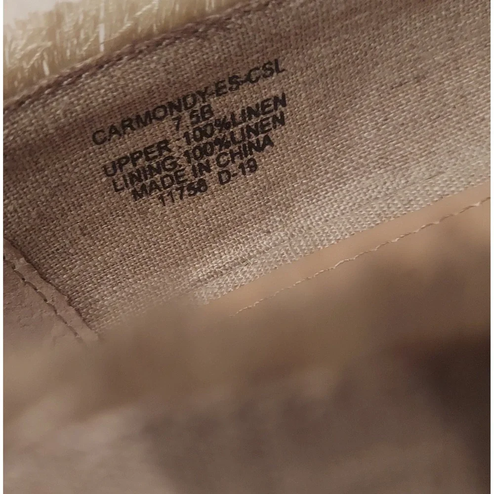 Lauren Ralph Lauren Womens Tan Natural Linen Carmondy Wedges Shoes EUC Size 7.5